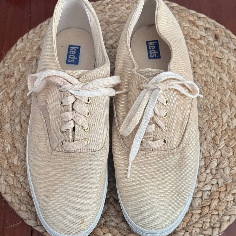 Keds Women's Gold Shinmery Canvas Sneakers